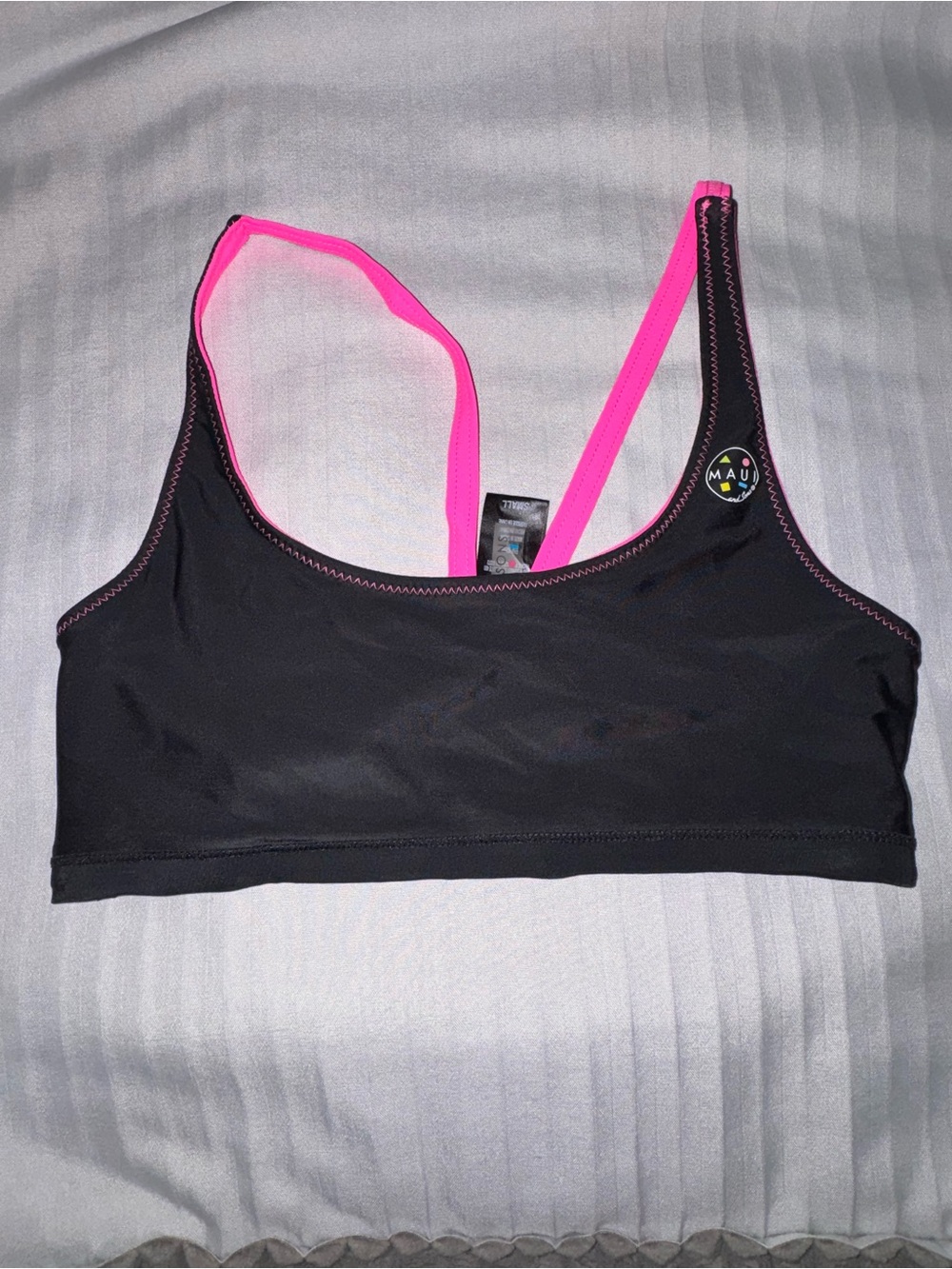 Maui and Sons Black Sports Bralette with Pink Straps